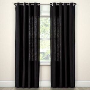 Open Box - Threshold - 1pc 54"x84" Light Filtering Solid Window Curtain P Black